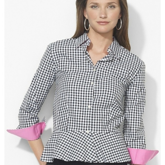 Lauren Ralph Lauren Tops - Lauren Ralph Lauren Gingham Plaid Peplum Hem Top